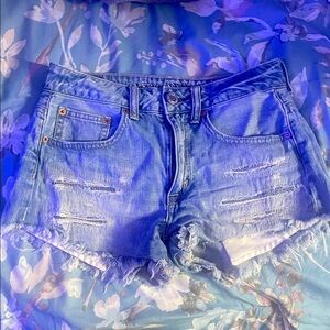 American Eagle Outfitters Light Blue Distressed Jean Shorts